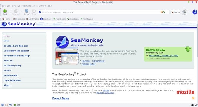 SeaMonkey browser for Ubuntu Linux