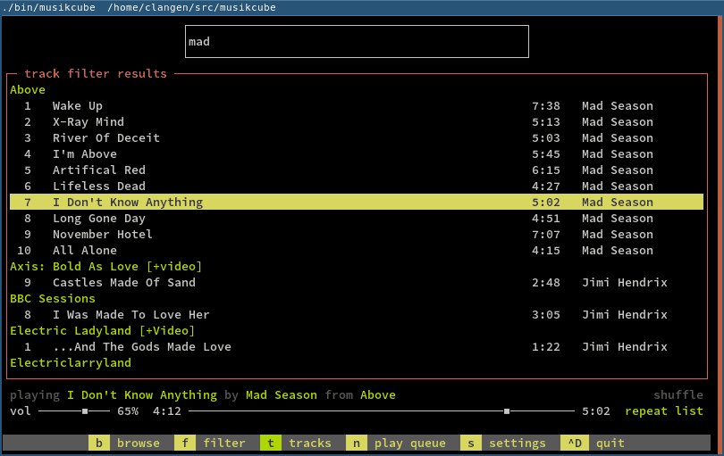 Musikcube – A Cross-platform and Terminal-based Music Player