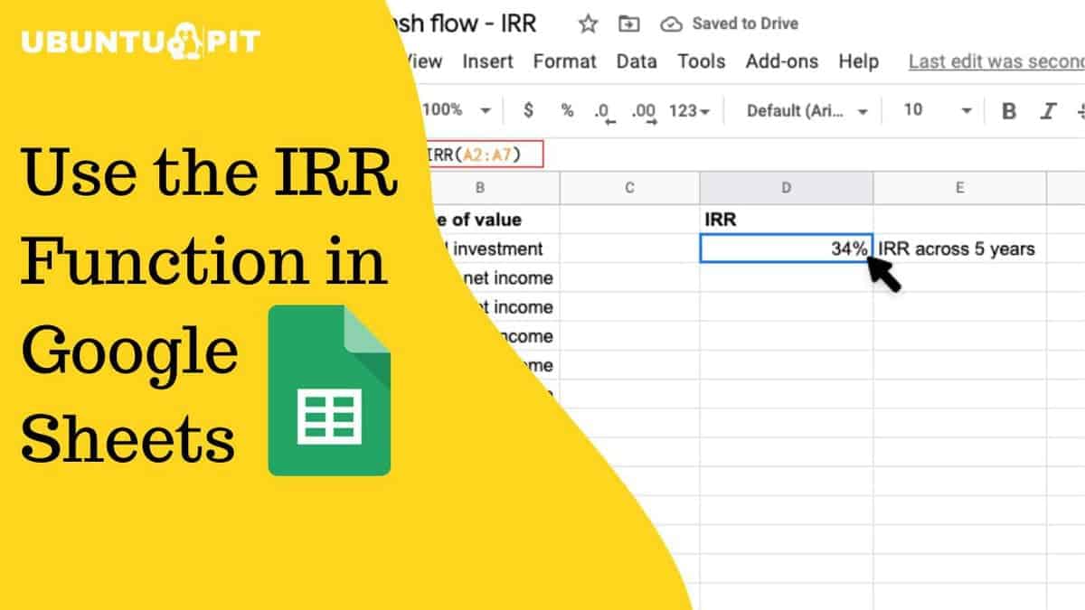 How to Use the IRR Function in Google Sheets