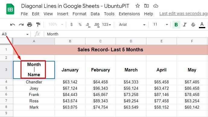 How To Insert And Use Diagonal Lines In Google Sheets